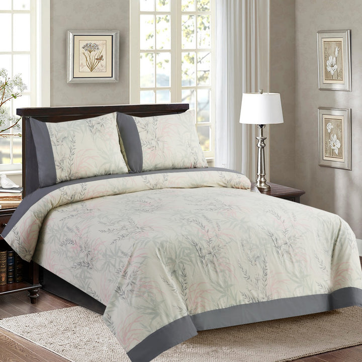3 Pcs Cuffed Printed Bedsheet Set - 1560