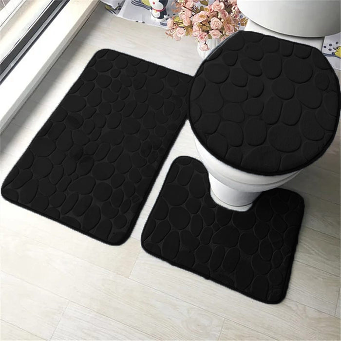 3 PCs Non Skid Suction Toilet Mat - 027