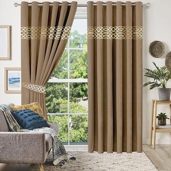 2 Pc's Luxury Velvet Embroidered Curtains With 2 Belts 03