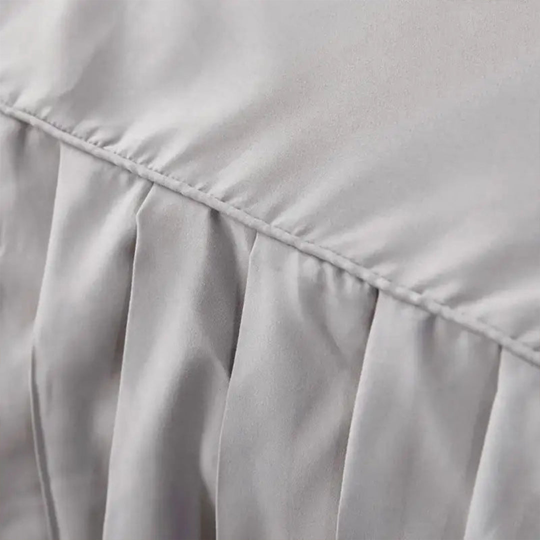 3 PCs Fitted Bed skirt with Pillow cover Light Grey