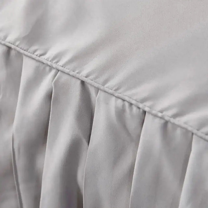 3 PCs Fitted Bed skirt with Pillow cover Light Grey