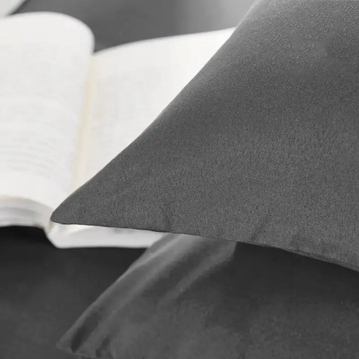3 PCs Fitted Bed skirt with Pillow cover Dark Grey