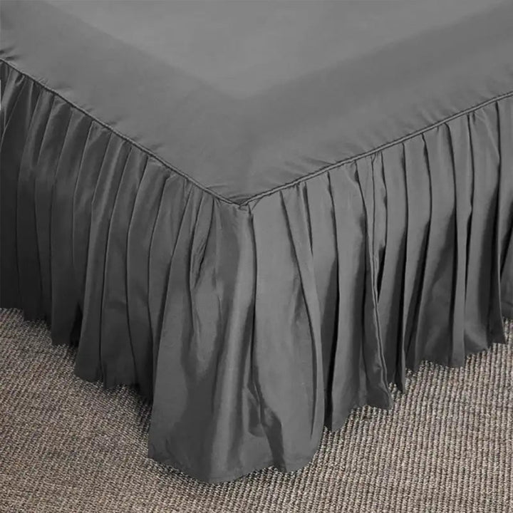 3 PCs Fitted Bed skirt with Pillow cover Dark Grey