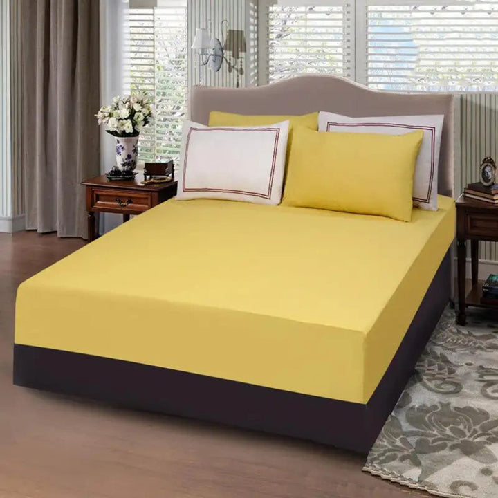 5 PCs Baratta Stitched Fitted Sheet Set Yellow