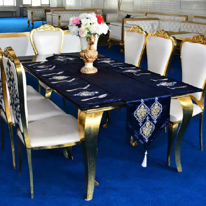 7 pcs Embroidered Table Runner Set With Place Mats 06