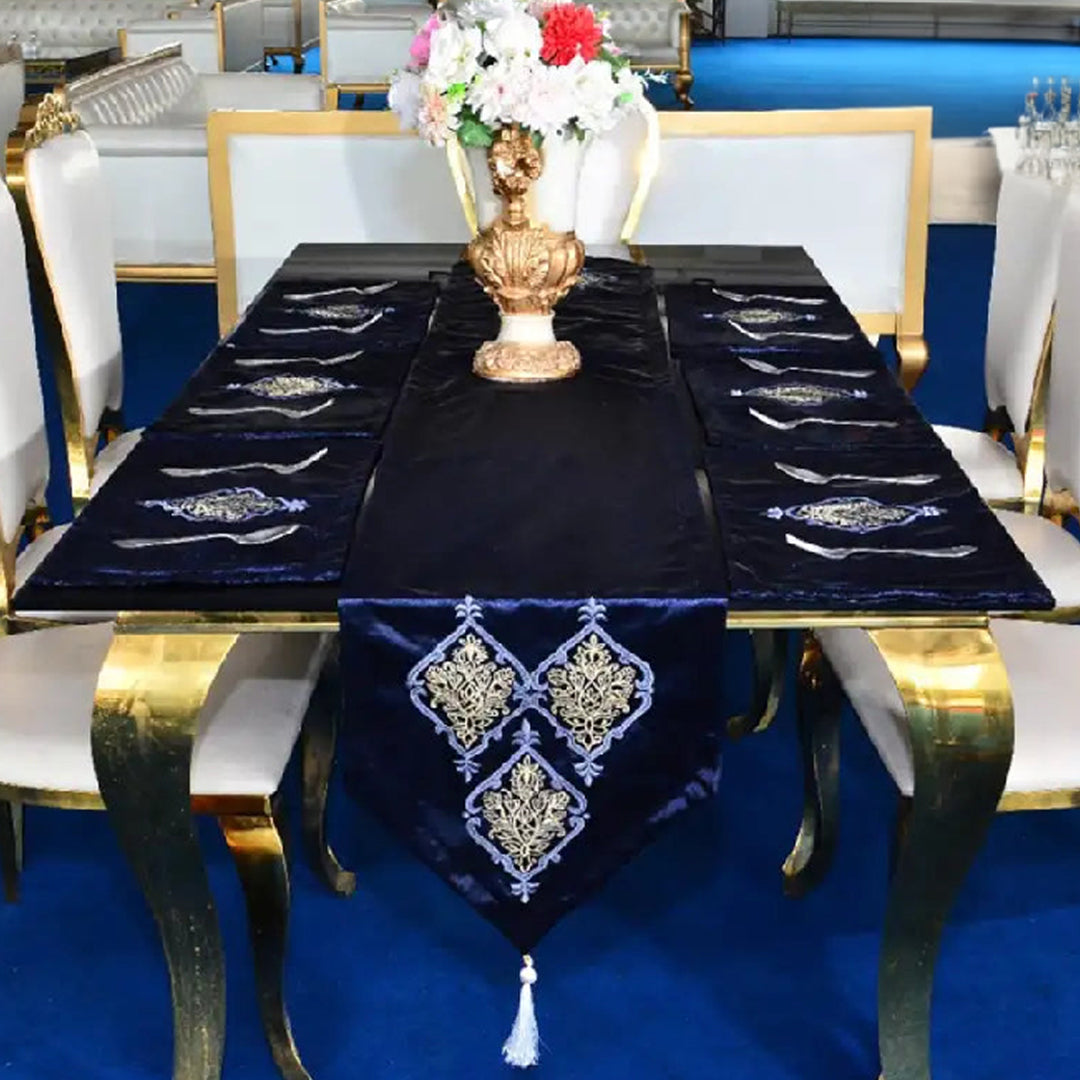 7 pcs Embroidered Table Runner Set With Place Mats 06