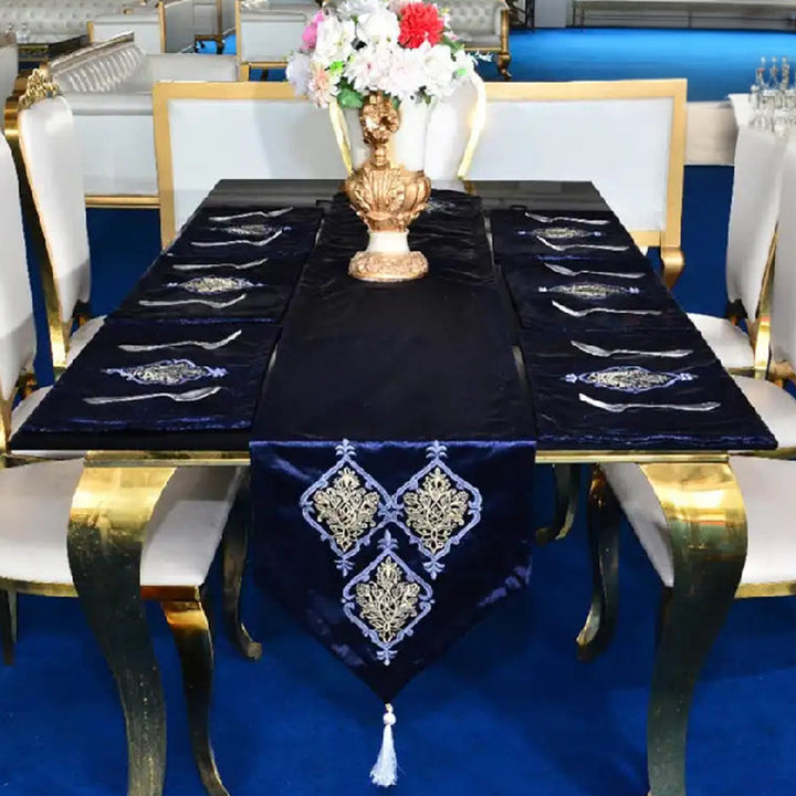 7 pcs Embroidered Table Runner Set With Place Mats 06
