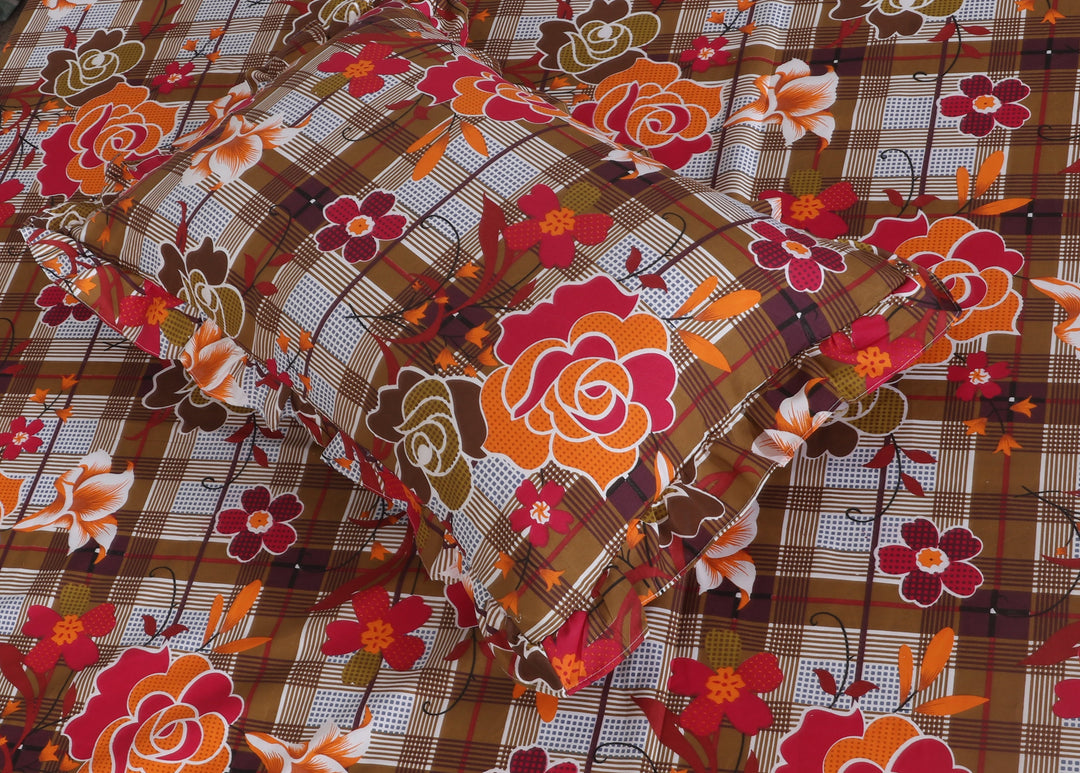 3 PCs Printed Bed skirt with Pillow cover 10