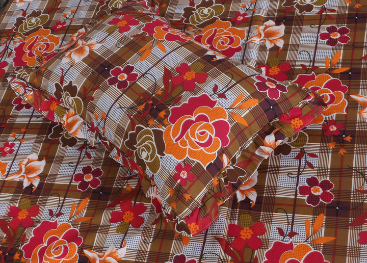 3 PCs Printed Bed skirt with Pillow cover 10
