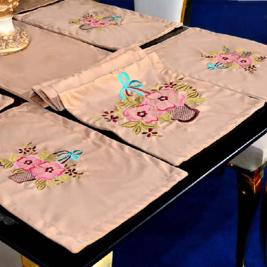 7 pcs Embroidered Table Runner Set With Place Mats 06