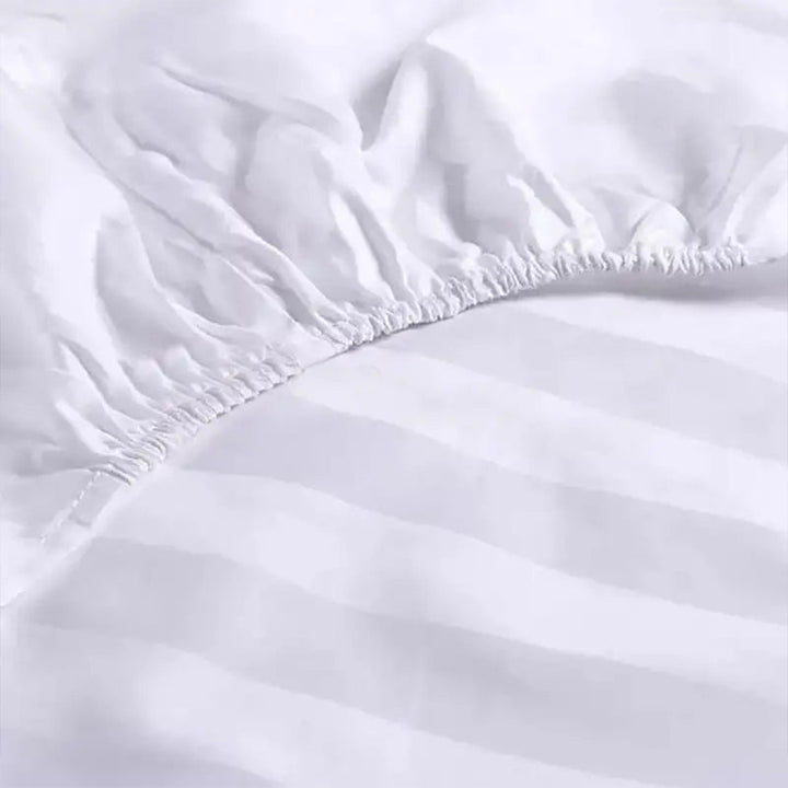 3 PCs Satin Strips Fitted Sheet with Pillow cover