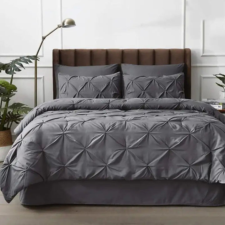 6 Pc's Luxury Diamond Pintuck Bedspread Light Filled Grey