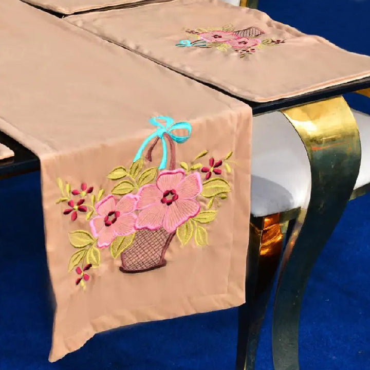 7 pcs Embroidered Table Runner Set With Place Mats 06
