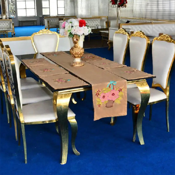 7 pcs Embroidered Table Runner Set With Place Mats 06
