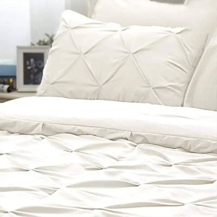 6 Pc's Luxury Diamond Pintuck Bedspread Light Filled Cream