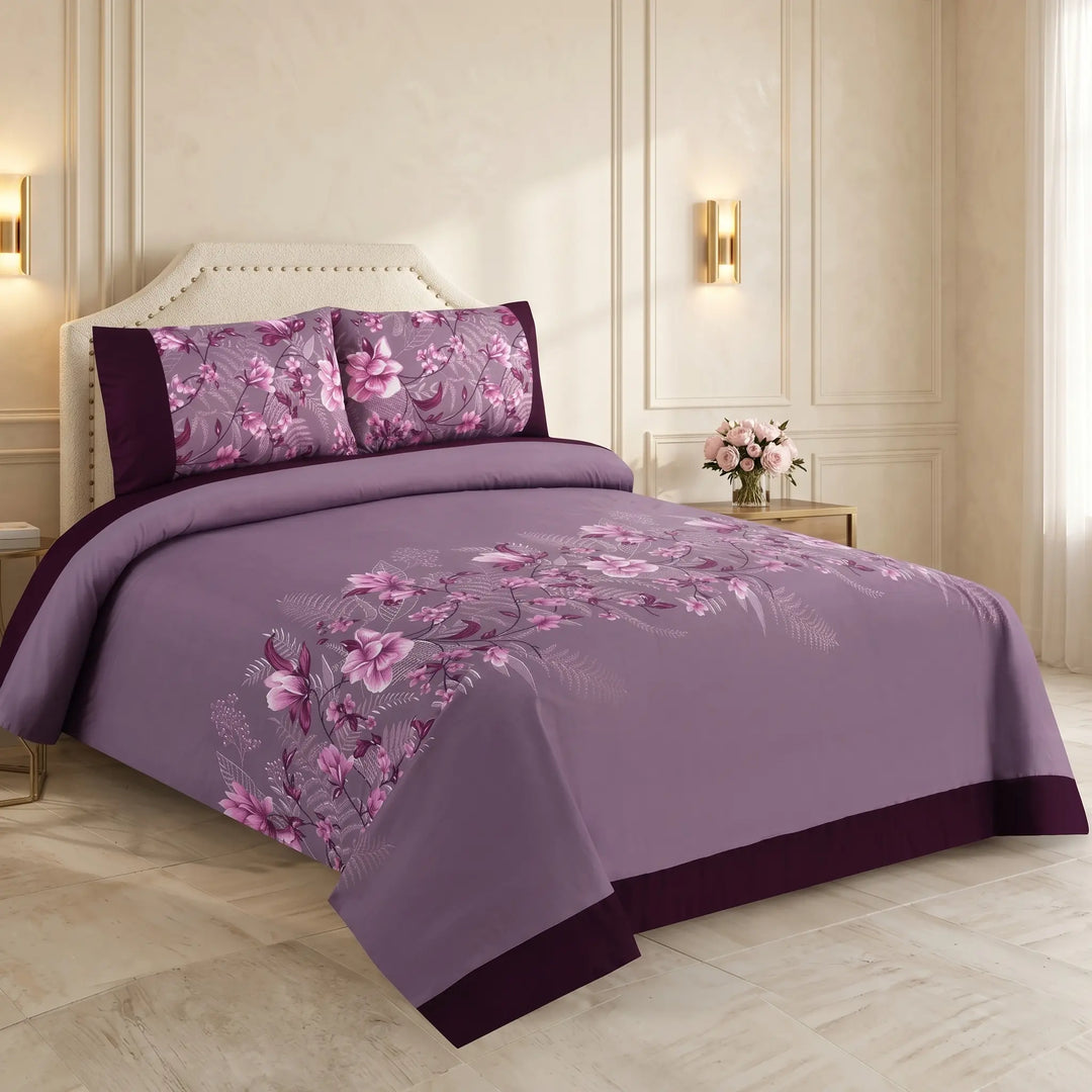 3 Pcs Cuffed Printed Bedsheet Set - Hero image