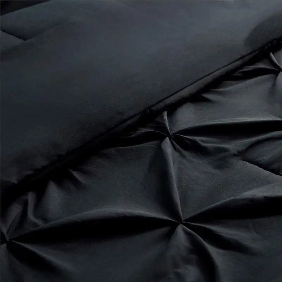 6 Pc's Luxury Diamond Pintuck Bedspread Light Filled Black