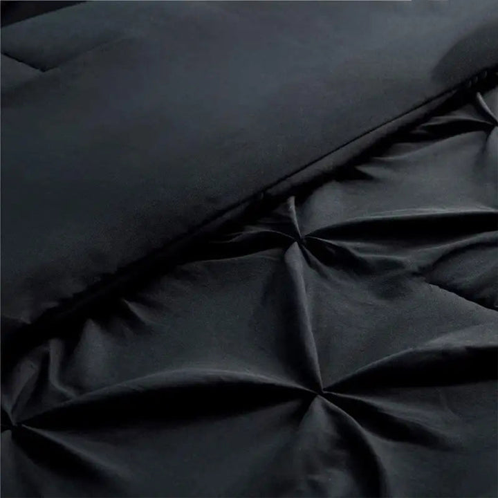 6 Pc's Luxury Diamond Pintuck Bedspread Light Filled Black