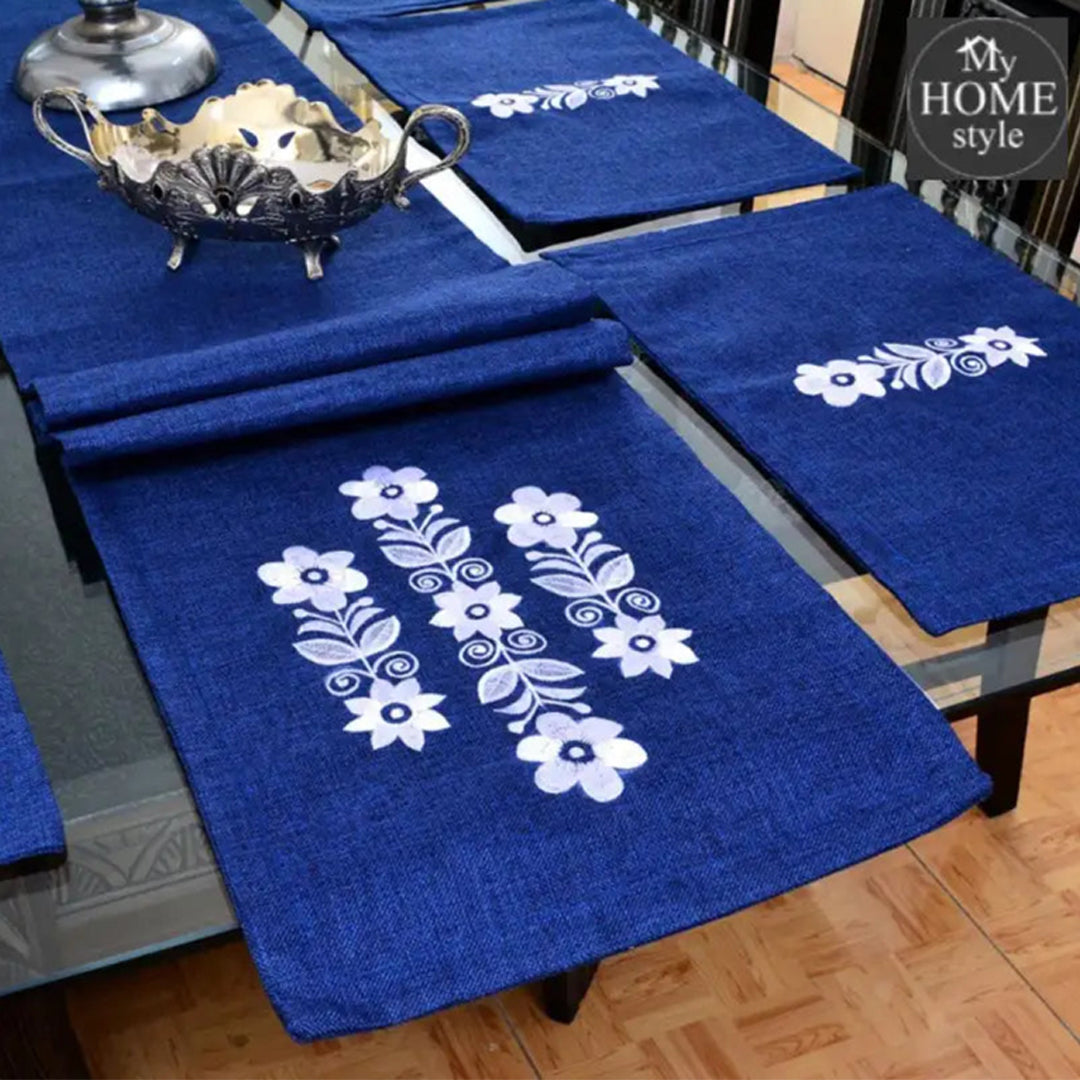 7 pcs Embroidered Table Runner Set With Place Mats 03