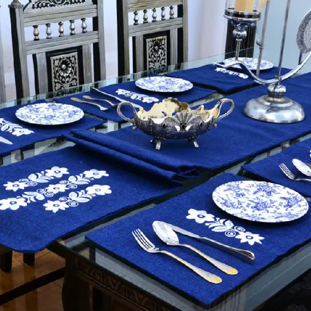 7 pcs Embroidered Table Runner Set With Place Mats 03