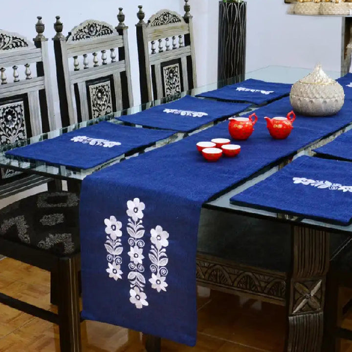 7 pcs Embroidered Table Runner Set With Place Mats 03