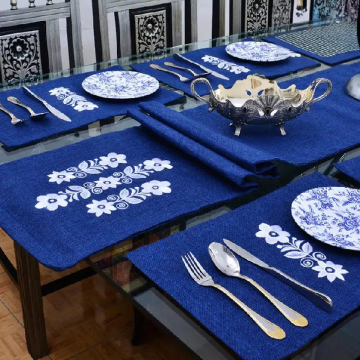 7 pcs Embroidered Table Runner Set With Place Mats 03