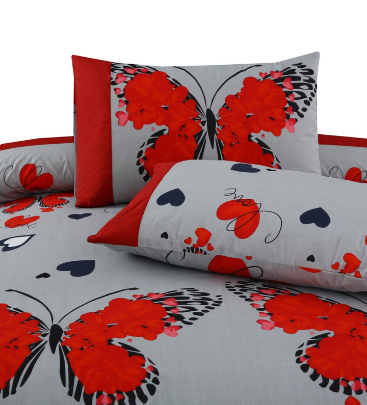 3 Pcs Cuffed Printed Bedsheet Set - 1259