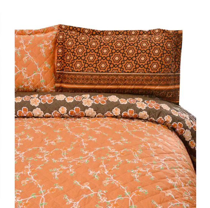 3 Pcs Quilted Floral Bedspread set NS-09
