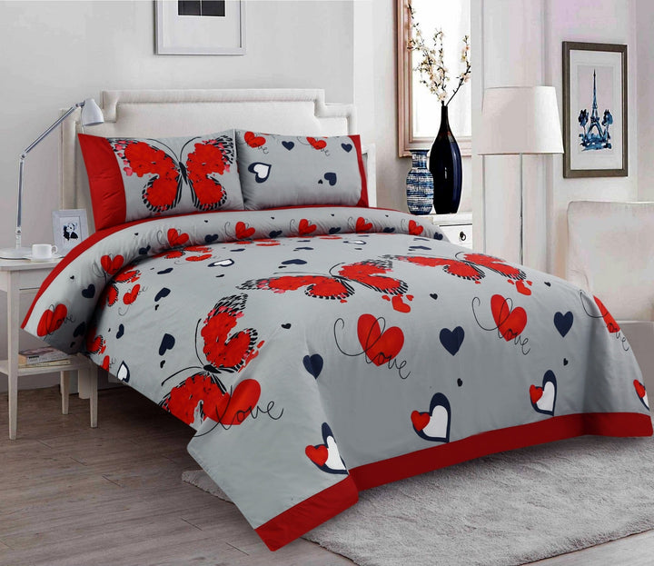 3 Pcs Cuffed Printed Bedsheet Set - 1259
