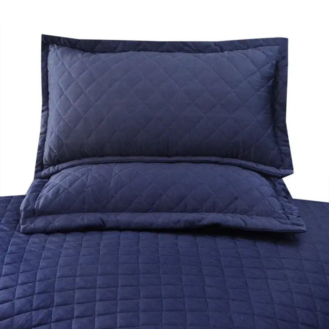 3 Pc's  Luxury Satin Strip Bedspread Navy