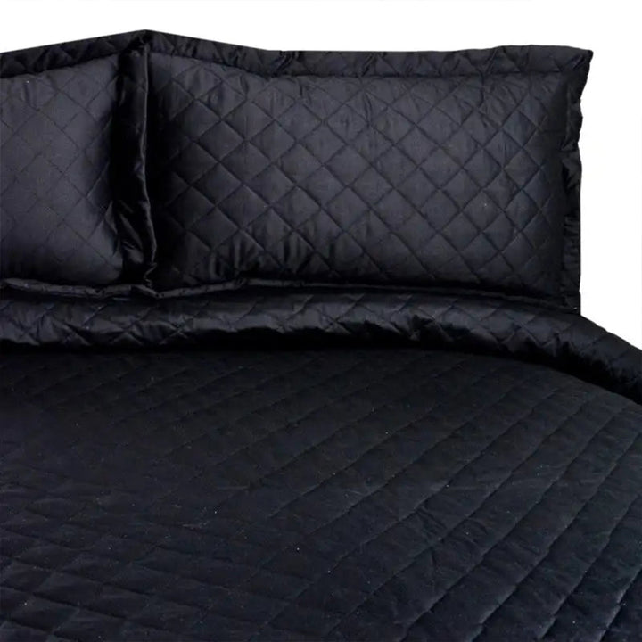 3 Pc's  Luxury Satin Strip Bedspread Black