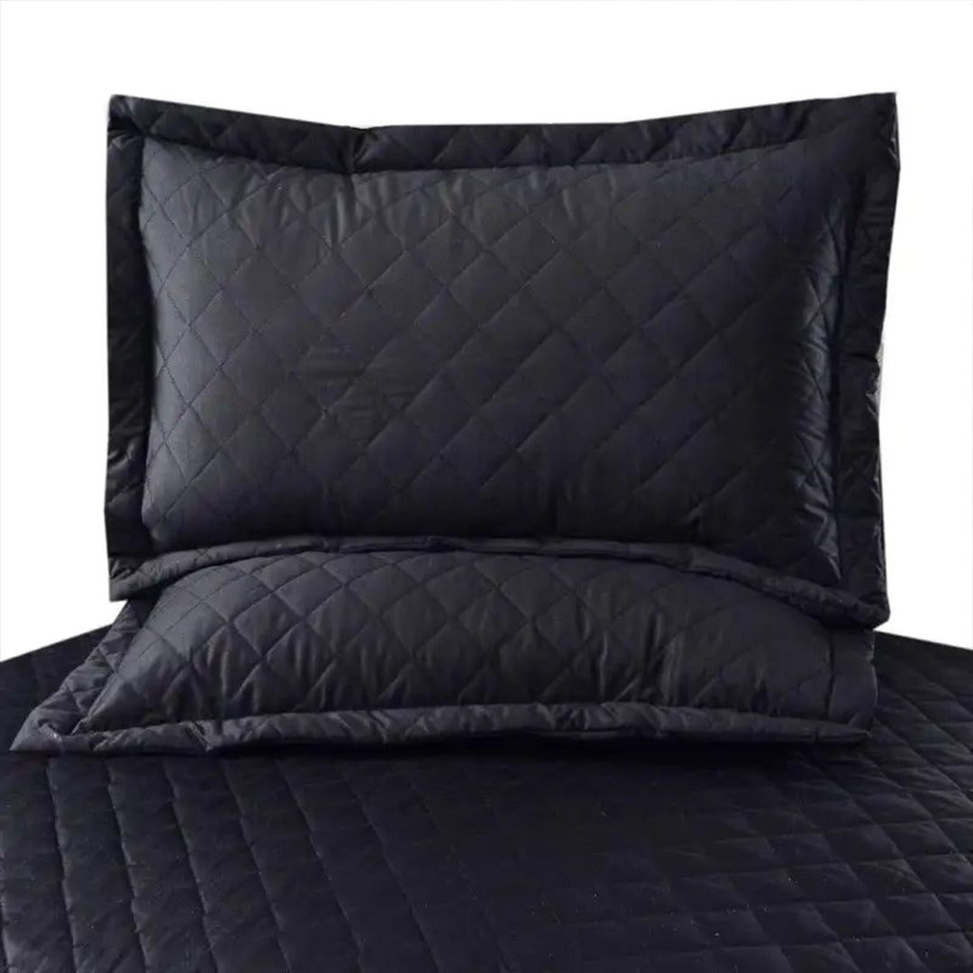 3 Pc's  Luxury Satin Strip Bedspread Black