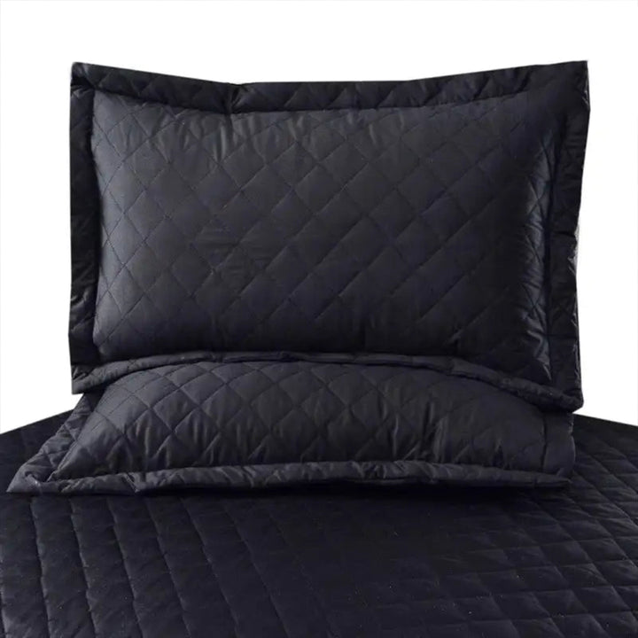 3 Pc's  Luxury Satin Strip Bedspread Black