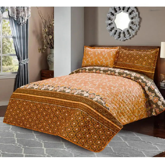 3 Pcs Quilted Floral Bedspread set NS-09