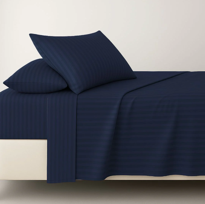 Buy 6 Pcs Blue Satin Stripe Duvet Cover Set in Pakistan