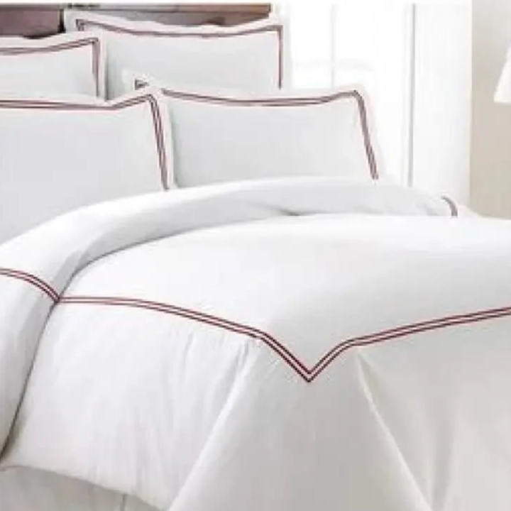Maroon Embroidery Baratta Stitch Duvet Cover Set