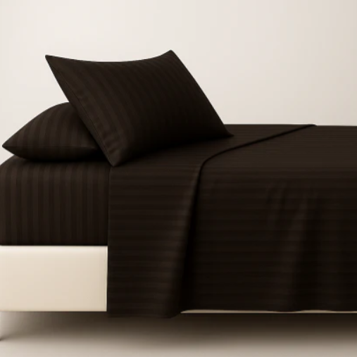  6 Pcs Mocha Satin Stripe Duvet Cover Set in Pakistan