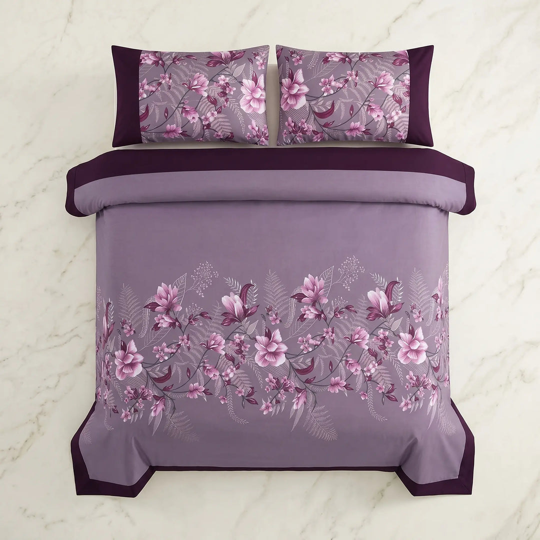 3 Pcs Cuffed Printed Bedsheet Set - 1611