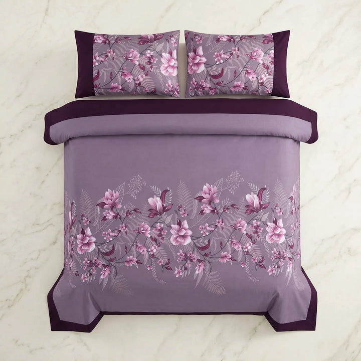 3 Pcs Cuffed Printed Bedsheet Set - 1611