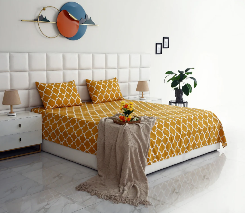 3 Pcs Premium Printed Bedsheet Set - 1555
