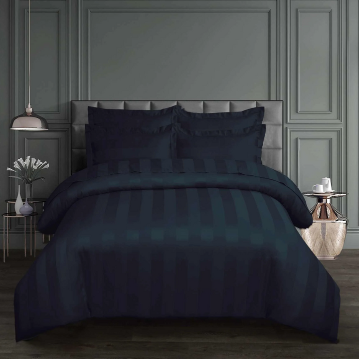 Navy Stripe Satin Set - 1601