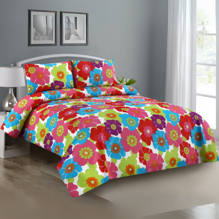 3 Pcs Premium Printed Bedsheet Set - 1391