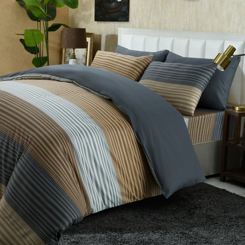 Buy 6 Pcs Vertical Stripe Printed Duvet Cover Set 