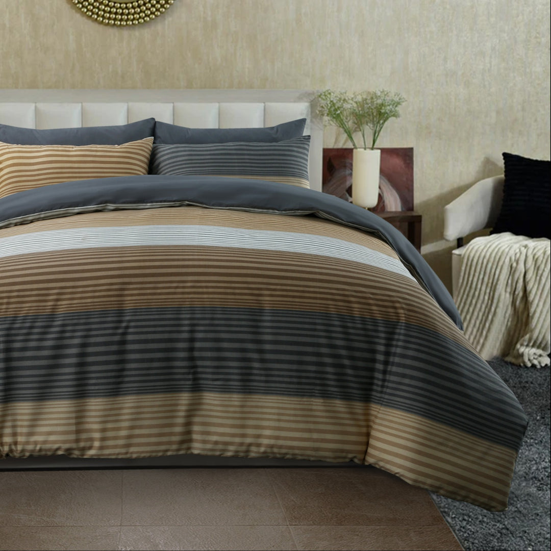 6 Pcs Vertical Stripe Printed Duvet Cover Set 