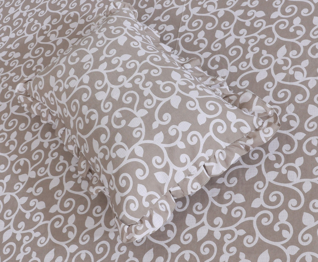 3 PCs Printed Bed skirt with Pillow cover 29