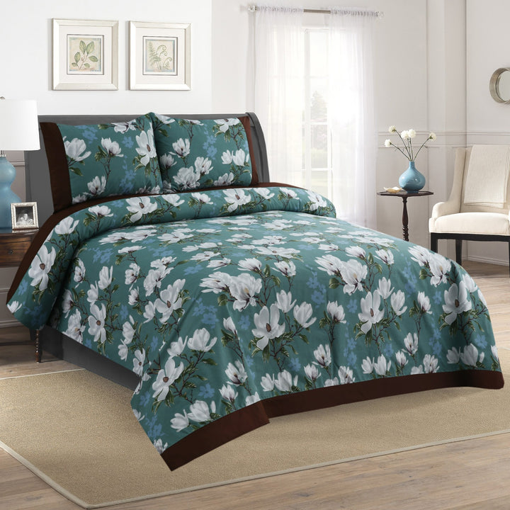 3 Pcs Cuffed Printed Bedsheet Set - 1305