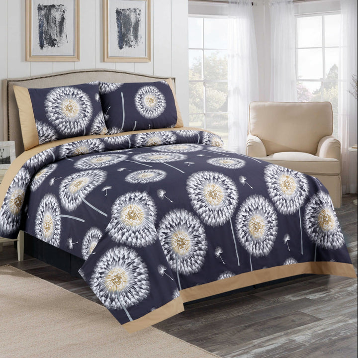 3 Pcs Cuffed Printed Bedsheet Set - 1320