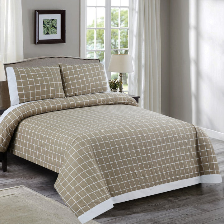 3 Pcs Cuffed Printed Bedsheet Set - 1350