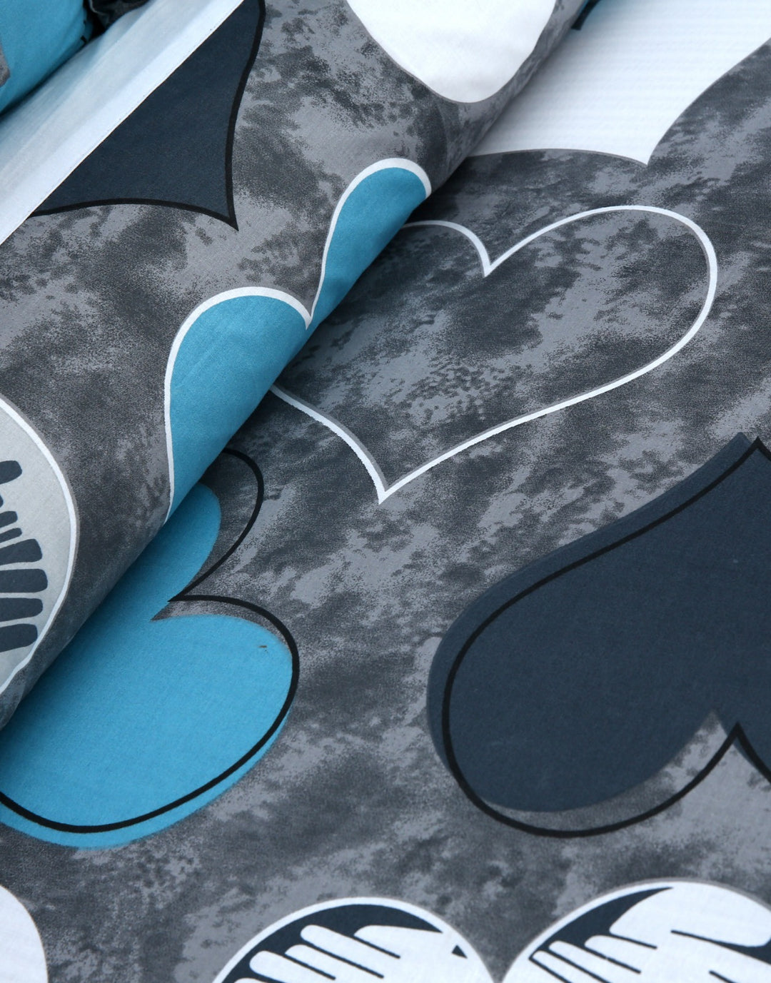 3 Pcs Cuffed Printed Bedsheet Set - 1357