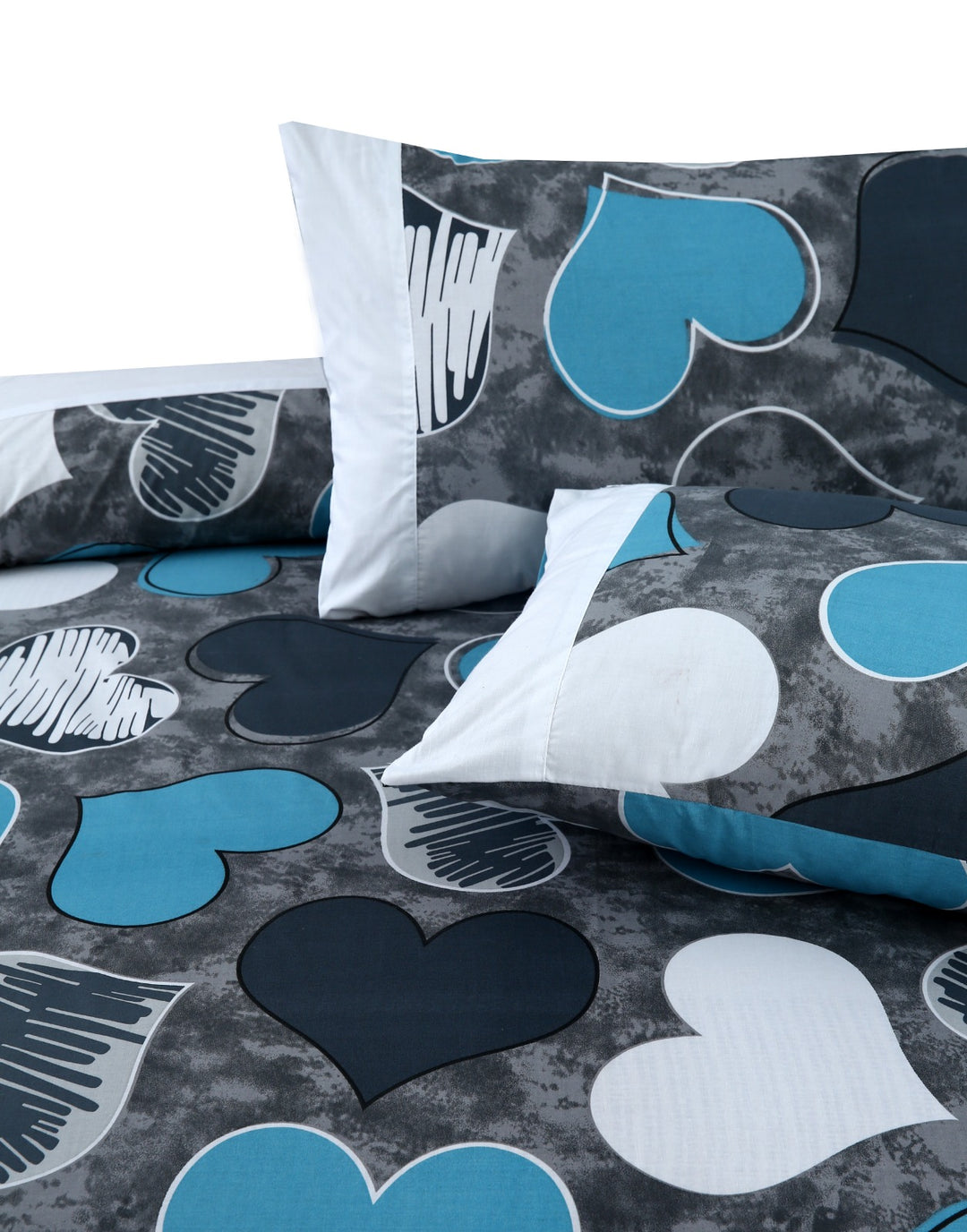 3 Pcs Cuffed Printed Bedsheet Set - 1357
